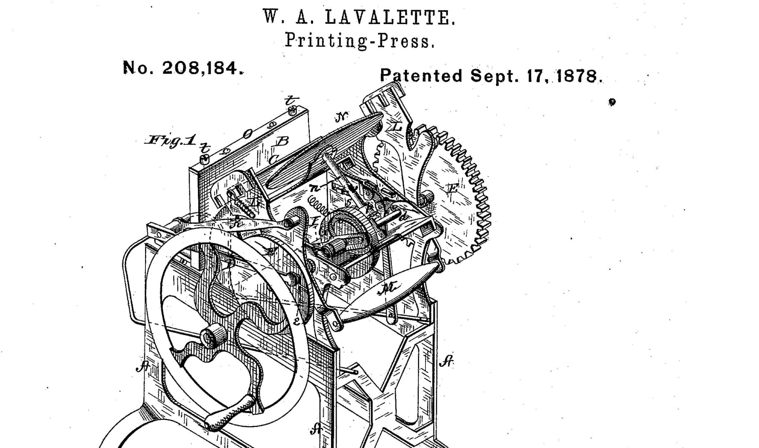 William A. Lavalette improved printing presses and got the patent to